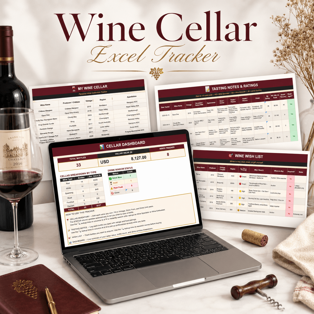 Wine Cellar Excel Tracker